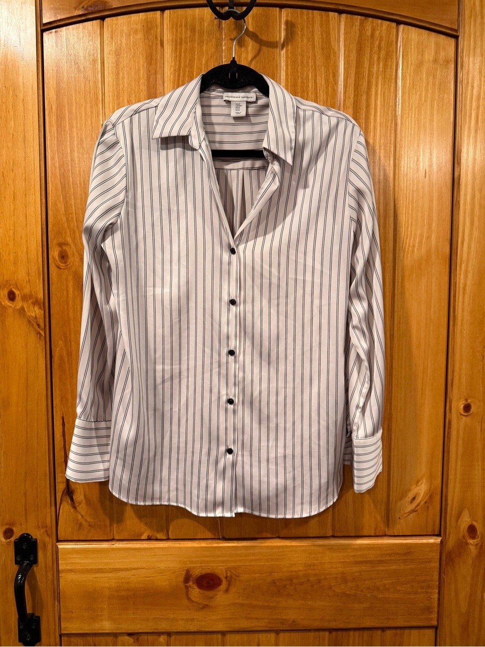 cupcakes & cashmere White Button-Down Shirt with Black Pinstripes